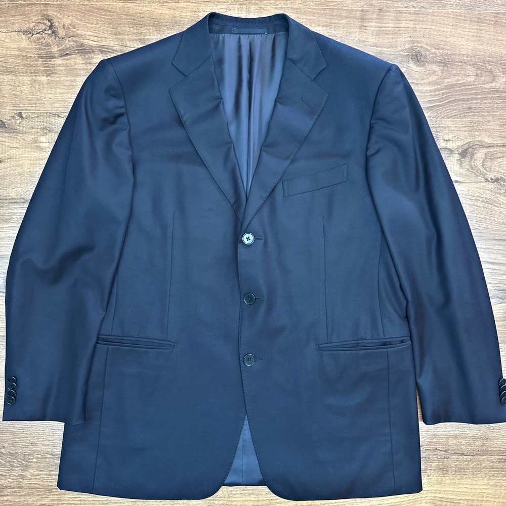 Ermenegildo Zegna Mens US 42 Black Wool  3 Button Blazer Professional Lux Office